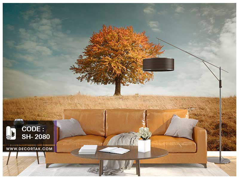 پوستر دیواری طبیعت کدSH-2080 تک درخت پاییزی
