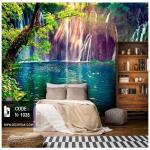 پوستر دیواری طبیعت کدN-1028 طرح آبشار در میان جنگل 